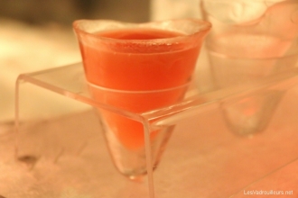 Vodka servie dans un verre de glace