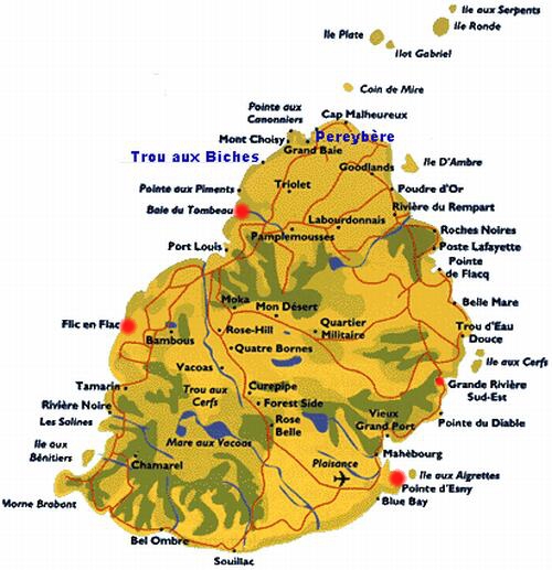 Carte de l'île Maurice