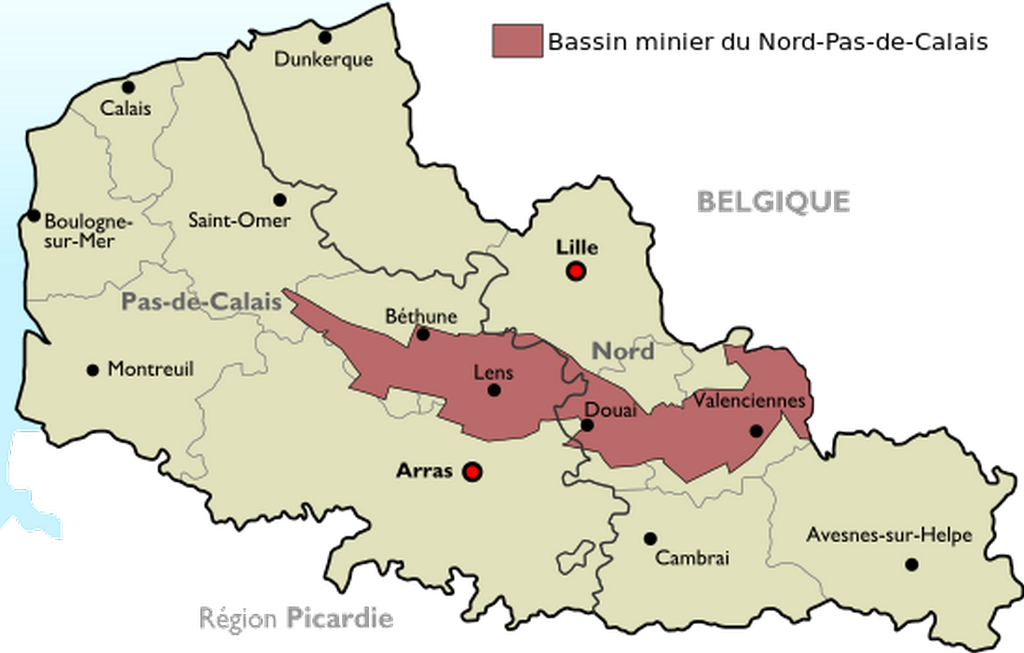 Hauts-de-France : carte du Bassin Minier