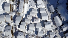 Bonneval sur Arc en hiver : vue de drone sur Tralenta